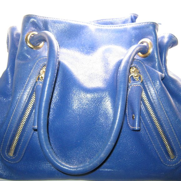 Furla Cobalt Blue Leather Handbag Purse - Picture 5 of 11